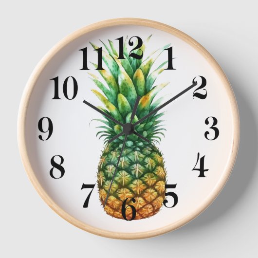 Wooden Frame Clock-Pineapple Print (Voorkant)