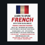 Wooden French Flag, Franse taalcursus Advert Flyer<br><div class="desc">De Franse vlag,  de Franse taalcursus Adverteren brochures door de winkel van het Visitekaartje.</div>