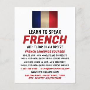 Wooden French Flag, Franse taalcursus Advert Flyer