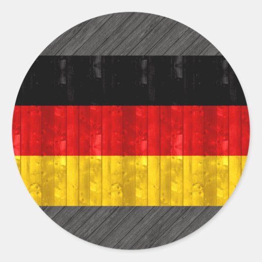 Wooden German Flag Ronde Sticker (Voorkant)