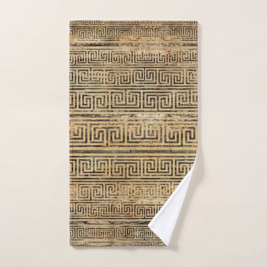 Wooden Greek Meander Pattern - Griekse sleutelvers Bad Handdoek (Handdoek)