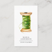  Wooden Green Thread Spool Tailor Visitekaartje (Voorkant)