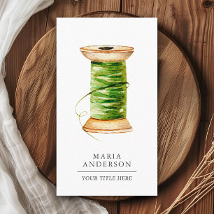  Wooden Green Thread Spool Tailor Visitekaartje