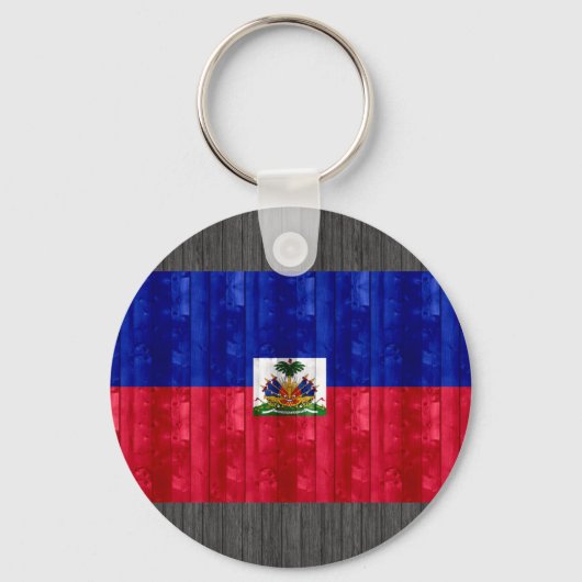 Wooden Haitian Flag Sleutelhanger (Voorkant)