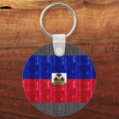Wooden Haitian Flag Sleutelhanger (Voorkant)
