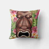 Wooden Hawaiian Tiki Luau Island Summer Floral Kussen (Achterkant)