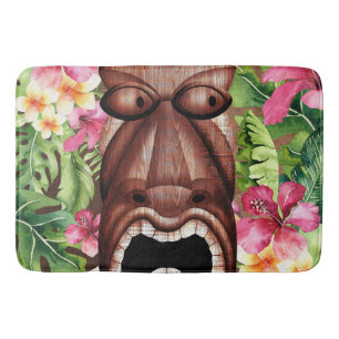Wooden Hawaiian Tiki Luau Summer Tropical Badmat