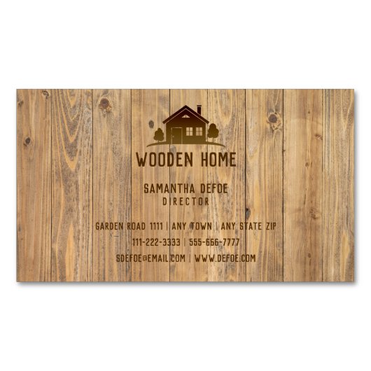 Wooden Home | Professioneel onroerend goed Magnetisch Visitekaartje (Voorkant)
