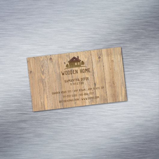 Wooden Home | Professioneel onroerend goed Magnetisch Visitekaartje (Voorbeeld)