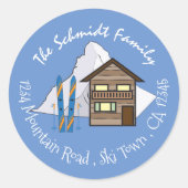 Wooden House Blue Return Address Stickers (Voorkant)