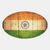 Wooden Indische vlag Ovale Sticker (Voorkant)