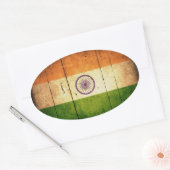 Wooden Indische vlag Ovale Sticker (Envelop)