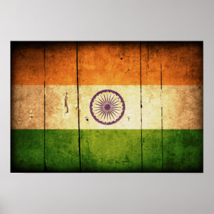 Wooden Indische vlag Poster