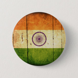 Wooden Indische vlag Ronde Button 5,7 Cm