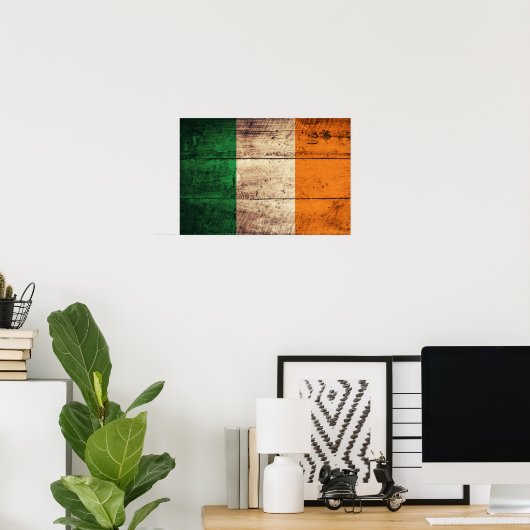 Wooden Ireland Flag Poster (Thuiskantoor)