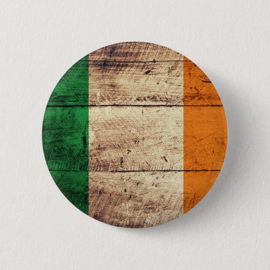 Wooden Ireland Flag Ronde Button 5,7 Cm (Voorkant)