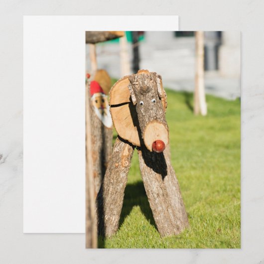 Wooden kersthert feestdagenkaart (Voorkant / Achterkant)