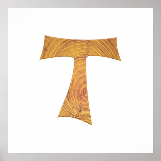 Wooden Kijk Franciscan Tau Cross Poster (Voorkant)