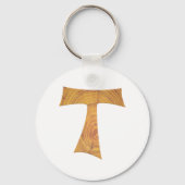 Wooden Kijk Franciscan Tau Cross Sleutelhanger (Voorkant)