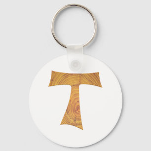 Wooden Kijk Franciscan Tau Cross Sleutelhanger
