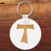 Wooden Kijk Franciscan Tau Cross Sleutelhanger (Voorkant)