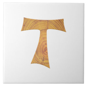 Wooden Kijk Franciscan Tau Cross Tegeltje