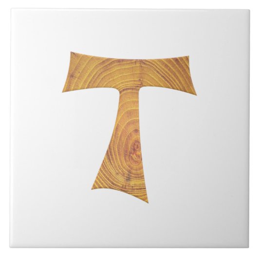 Wooden Kijk Franciscan Tau Cross Tegeltje (Voorkant)