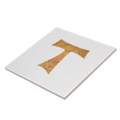Wooden Kijk Franciscan Tau Cross Tegeltje (Zijkant)