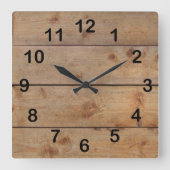 "Wooden"-klok Vierkante Klok (Voorkant)