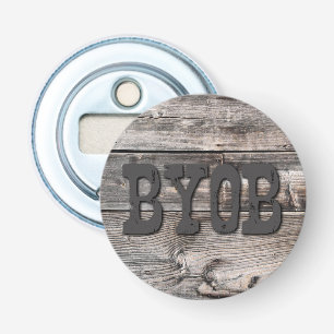 WOODEN-KUNSTSTPANKS met benadeelde BYOB   Button Flesopener