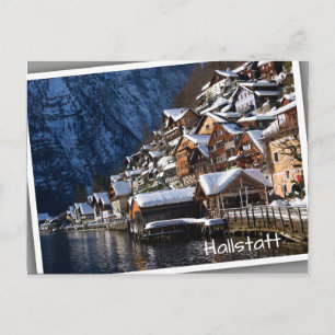 Wooden lakeside houses in Hallstatt, Oostenrijk Briefkaart