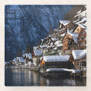 Wooden lakeside houses in Hallstatt, Oostenrijk Glazen Onderzetter