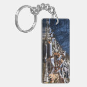 Wooden lakeside houses in Hallstatt, Oostenrijk Sleutelhanger (Voorkant Links)