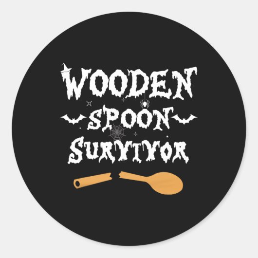 Wooden Lepel Survivor Funny Halloween Kostuum Mann Ronde Sticker (Voorkant)