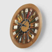 wooden liquor wheel wall clock grote klok (Hoek)