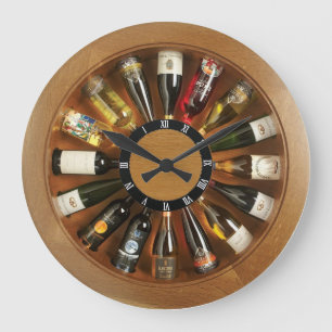 wooden liquor wheel wall clock grote klok