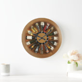 wooden liquor wheel wall clock grote klok (Huis)