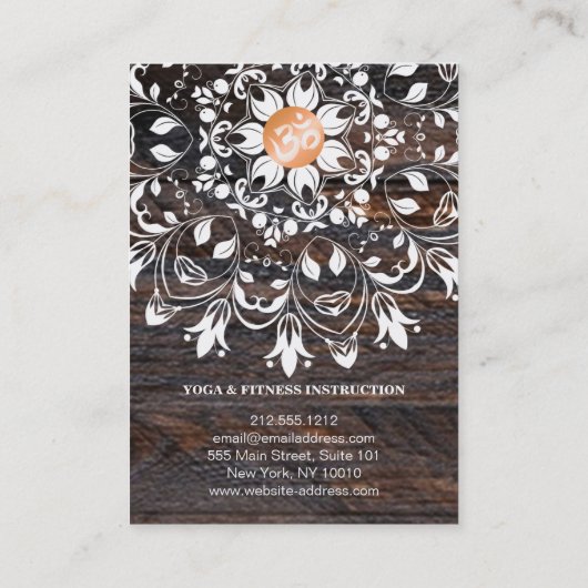 WOODEN MANDALA LOGO GEPERSONALISEERD YOGA INSTRUCT VISITEKAARTJE (Achterkant)