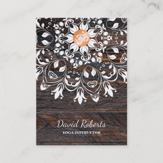 WOODEN MANDALA LOGO GEPERSONALISEERD YOGA INSTRUCT VISITEKAARTJE (Voorkant)