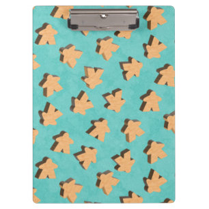 Wooden Meeple op Blauwgroen Slagspel Klembord