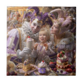 "Wooden Memory Box: Carousel of Sweets and Love in Tegeltje (Voorkant)