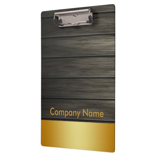 Wooden Modern Elegant Gold Faux Folie Company Logo Klembord (Links)