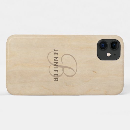 Wooden Monogram - Gepersonaliseerde naam Case-Mate iPhone Case (Achterkant (horizontaal))