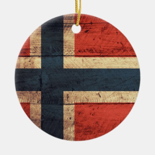 Wooden Norway vlag Keramisch Ornament (Voorkant)