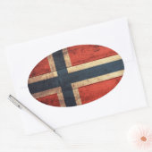 Wooden Norway vlag Ovale Sticker (Envelop)