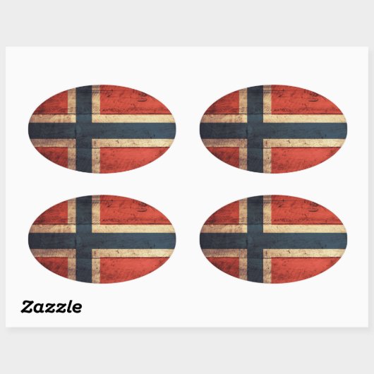 Wooden Norway vlag Ovale Sticker (Vel)