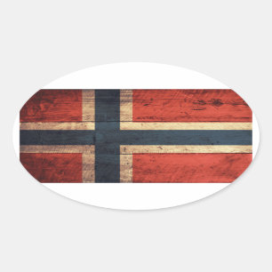 Wooden Norway vlag Ovale Sticker