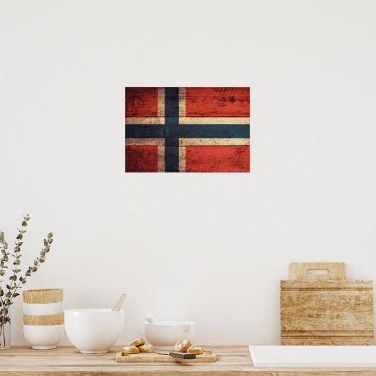 Wooden Norway vlag Poster (Keuken)
