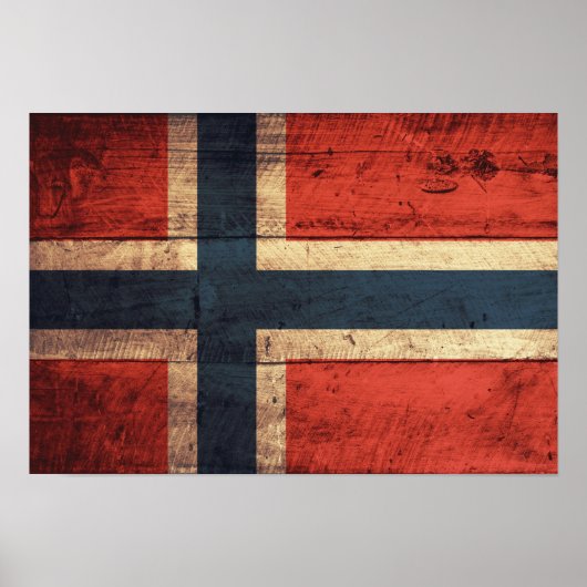 Wooden Norway vlag Poster (Voorkant)