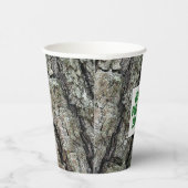 Wooden Old Pine Bark any Text Paper Cup Papieren Bekers (Rechts)